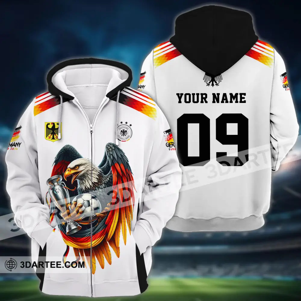 Unisex Shirt - Custom Name And Number Euro 2024 National Team Germany Eagle Hugs The Ball Zipper