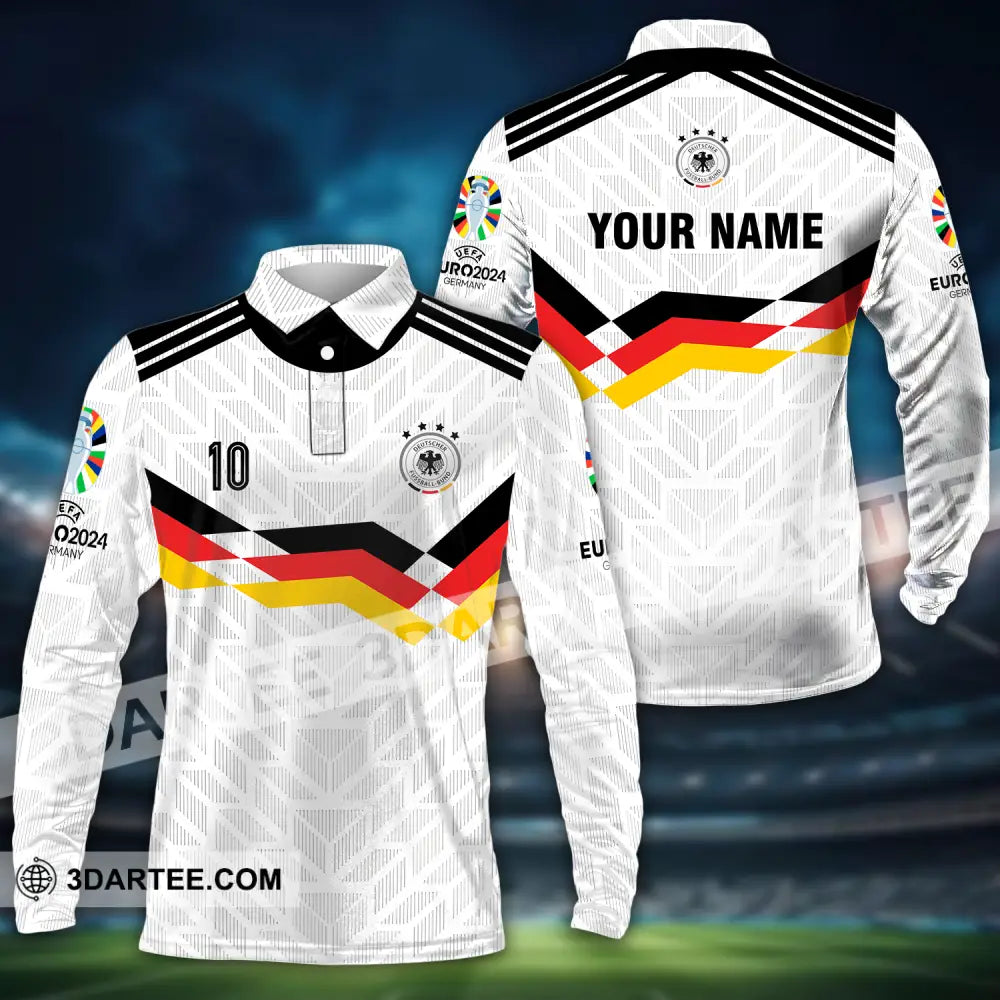 Unisex Shirt - Custom Name And Number Euro 2024 National Team Germany Long Sleeve Polo / S T-Shirt