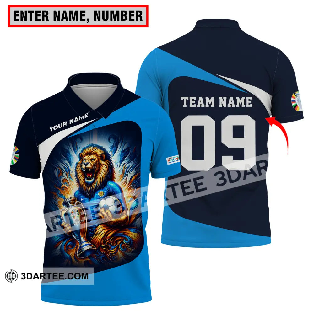 Unisex Shirt - Custom Name And Number Euro 2024 National Team Lion Holding Cup Ball Scotland T-Shirt