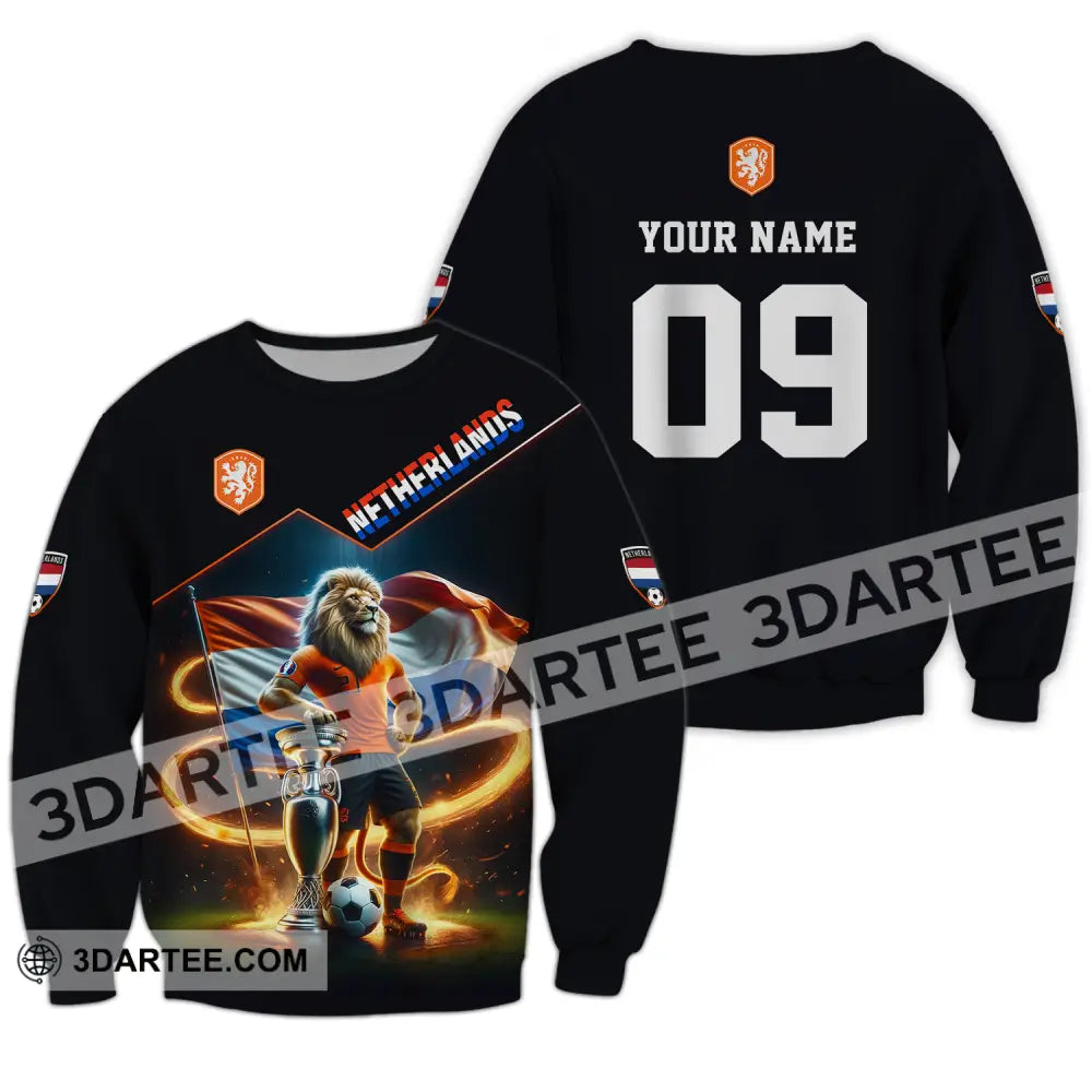 Unisex Shirt - Custom Name And Number Euro 2024 National Team Netherlands Lion Long Sleeve / S