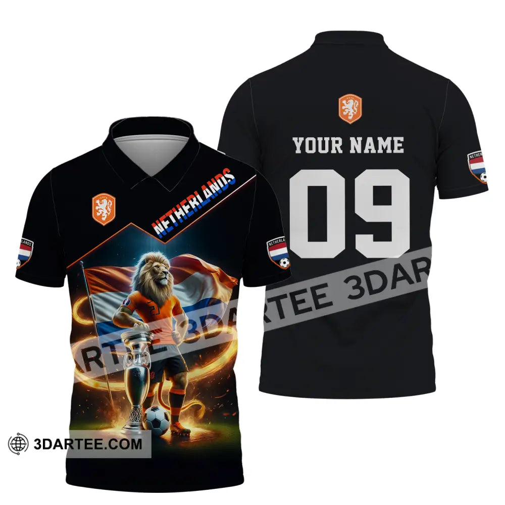 Unisex Shirt - Custom Name And Number Euro 2024 National Team Netherlands Lion Polo / S T-Shirt