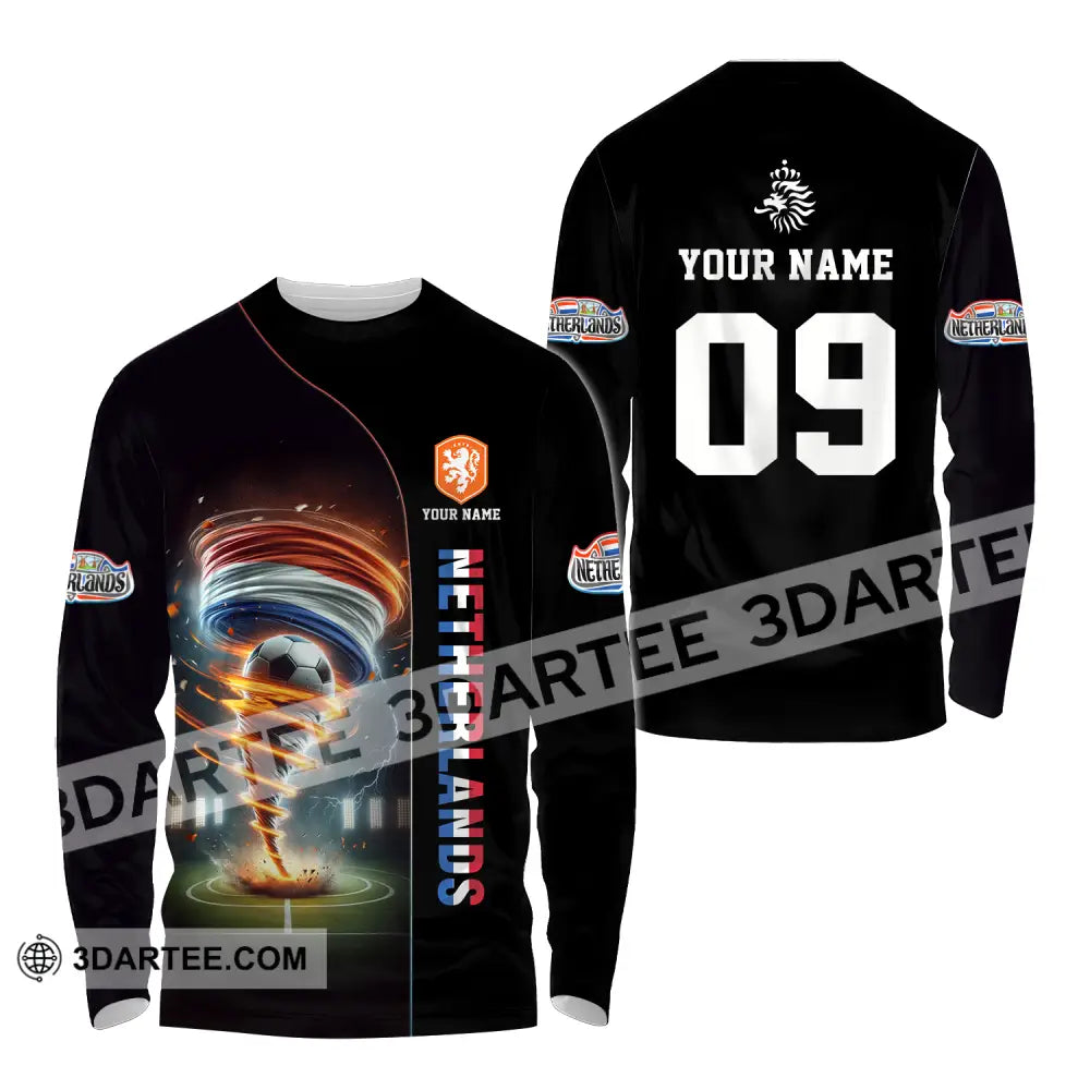 Unisex Shirt - Custom Name And Number Euro 2024 National Team Netherlands Tornado Long Sleeve / S