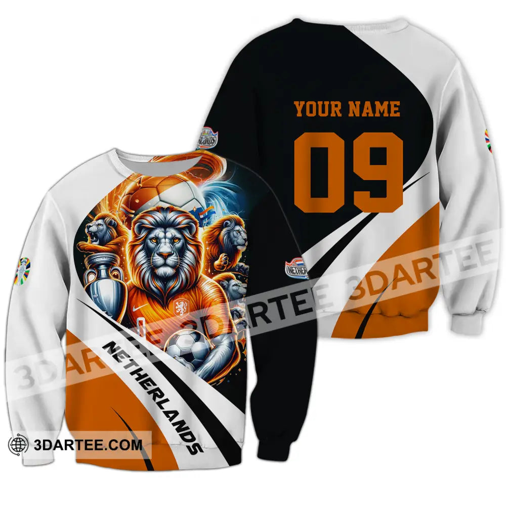 Unisex Shirt - Custom Name And Number Euro 2024 National Team Orange Lion Netherlands Long Sleeve /