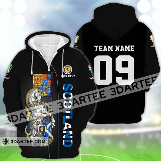 Unisex Shirt - Custom Name And Number Euro 2024 National Team Scotland Zipper Hoodie / S T-Shirt