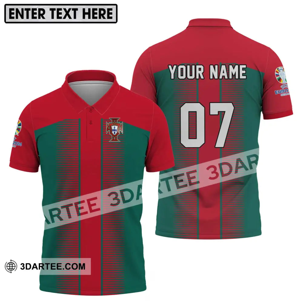 Unisex Shirt - Custom Name And Number Euro 2024 Portugal National Team Polo / S T-Shirt