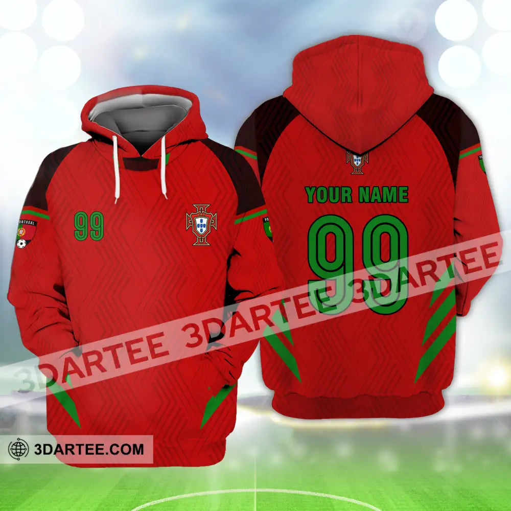 Unisex Shirt - Custom Name And Number Euro 2024 Portugal National Team Red Hoodie / S T-Shirt