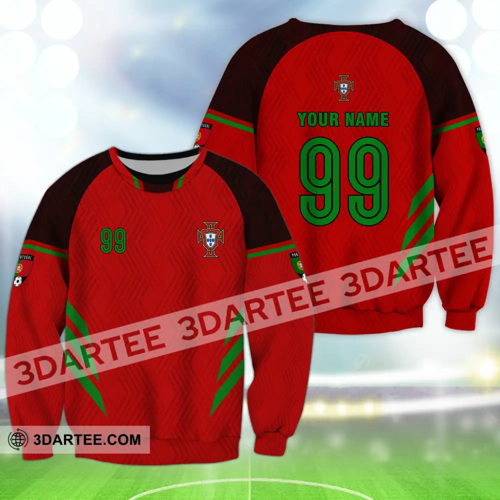 Unisex Shirt - Custom Name And Number Euro 2024 Portugal National Team Red Long Sleeve / S T-Shirt