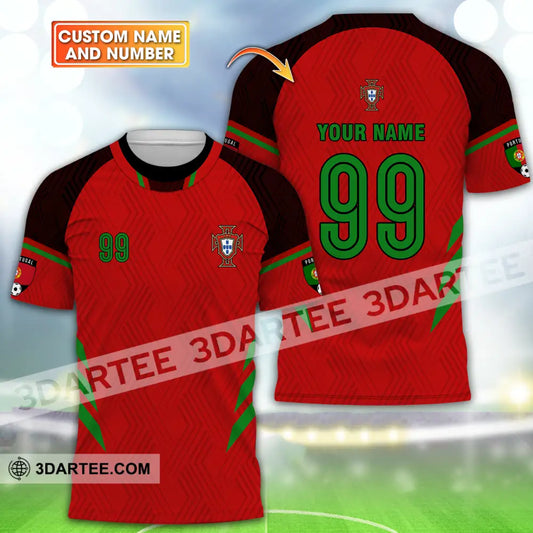 Unisex Shirt - Custom Name And Number Euro 2024 Portugal National Team Red T-Shirt