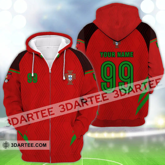 Unisex Shirt - Custom Name And Number Euro 2024 Portugal National Team Red Zipper Hoodie / S T-Shirt