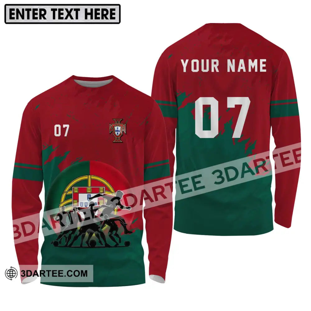 Unisex Shirt - Custom Name And Number Euro 2024 Portugal Team Long Sleeve / S T-Shirt