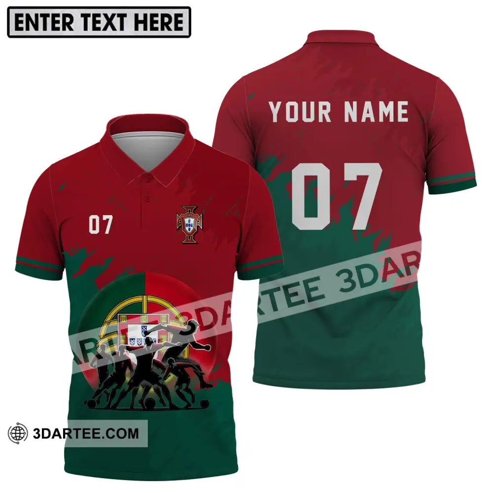 Unisex Shirt - Custom Name And Number Euro 2024 Portugal Team Polo / S T-Shirt