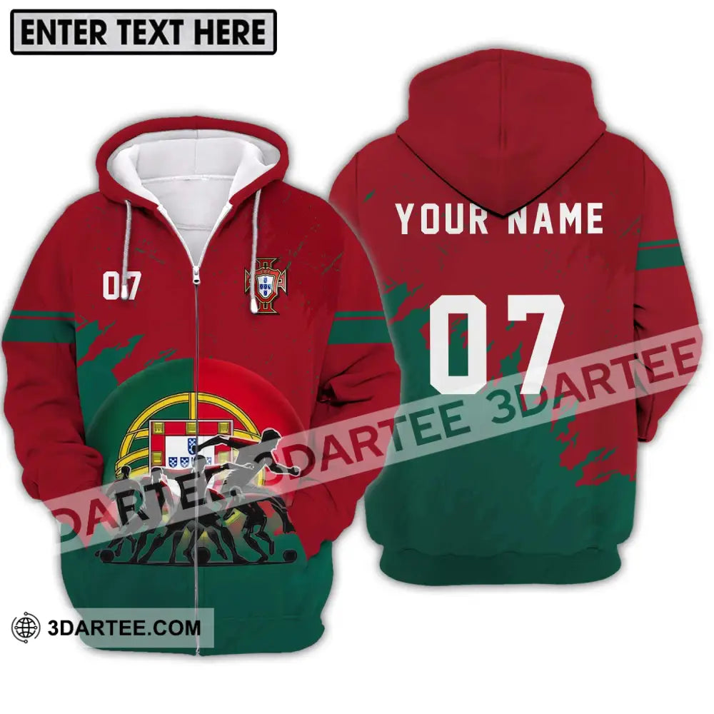 Unisex Shirt - Custom Name And Number Euro 2024 Portugal Team Zipper Hoodie / S T-Shirt