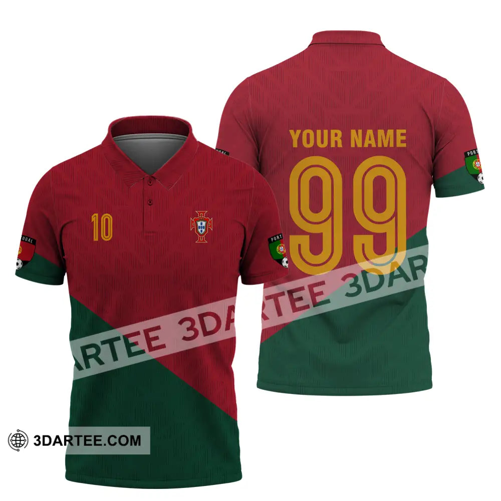 Unisex Shirt - Custom Name And Number Euro 2024 Red Green Portugal National Team Polo / S T-Shirt