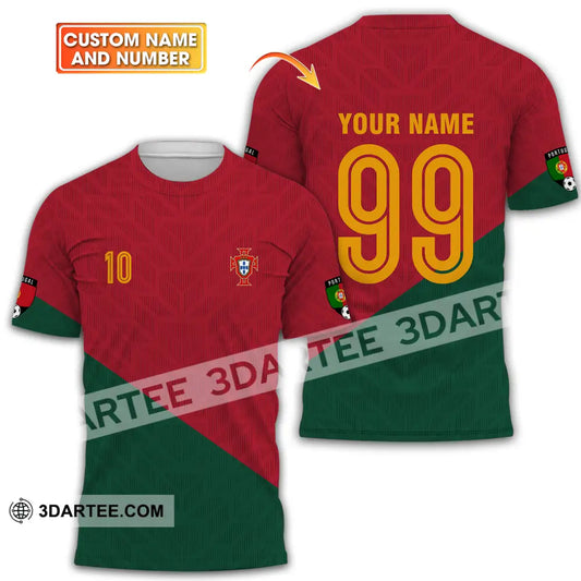 Unisex Shirt - Custom Name And Number Euro 2024 Red Green Portugal National Team T-Shirt