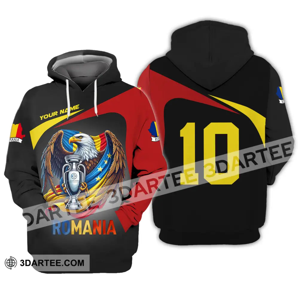 Unisex Shirt - Custom Name And Number Euro 2024 Romania Hoodie / S T-Shirt