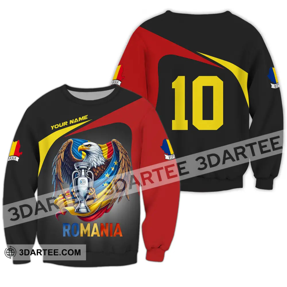 Unisex Shirt - Custom Name And Number Euro 2024 Romania Long Sleeve / S T-Shirt