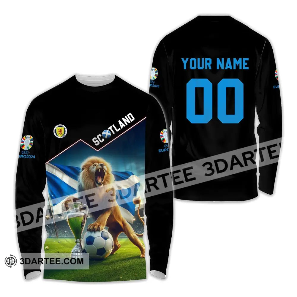 Unisex Shirt - Custom Name And Number Euro 2024 Scotland Team Lover Lion Long Sleeve / S T-Shirt