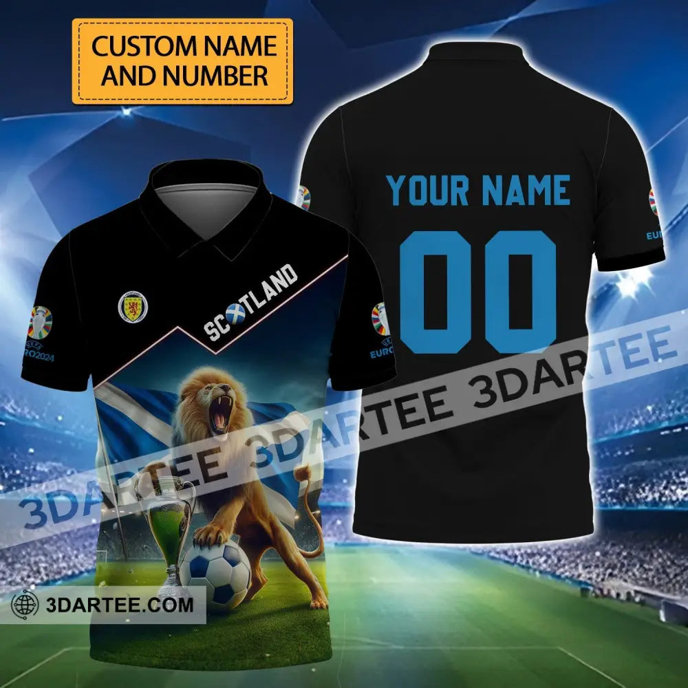 Unisex Shirt - Custom Name And Number Euro 2024 Scotland Team Lover Lion T-Shirt