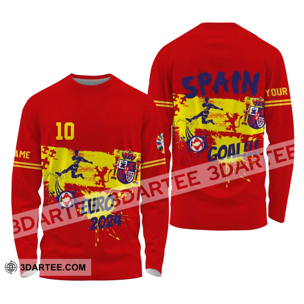 Unisex Shirt - Custom Name And Number Euro 2024 Spain Goal! Long Sleeve / S T-Shirt