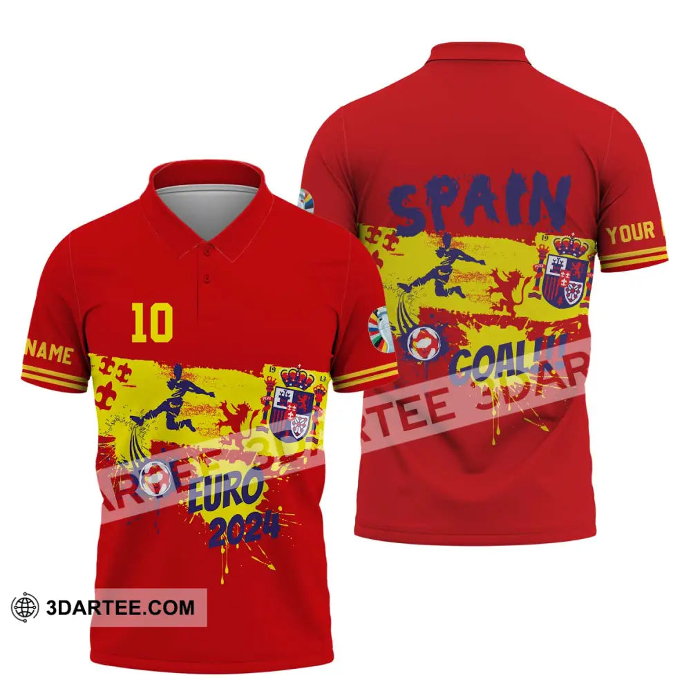 Unisex Shirt - Custom Name And Number Euro 2024 Spain Goal! Polo / S T-Shirt