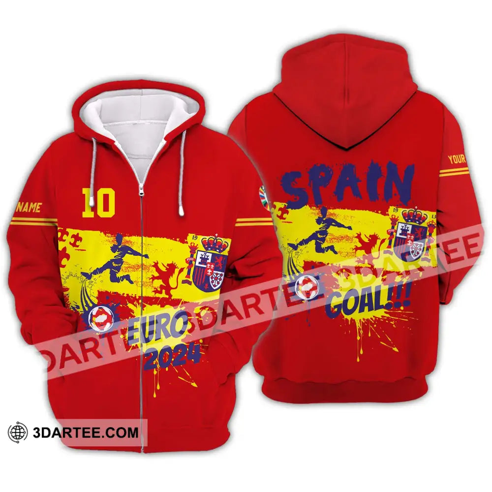 Unisex Shirt - Custom Name And Number Euro 2024 Spain Goal! Zipper Hoodie / S T-Shirt