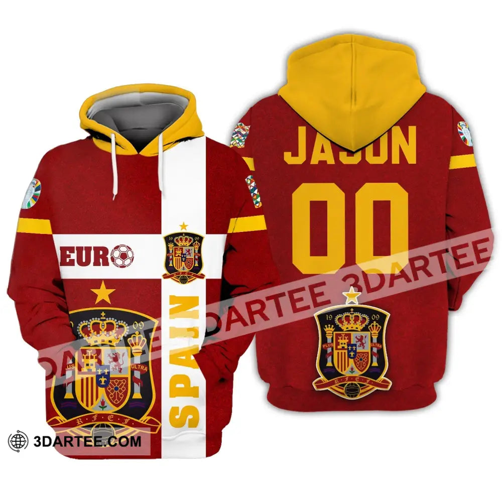 Unisex Shirt - Custom Name And Number Euro 2024 Spain Hoodie / S T-Shirt