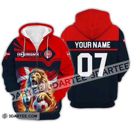 Unisex Shirt - Custom Name And Number Euro 2024 Sport Denmark Team Zipper Hoodie / S T-Shirt