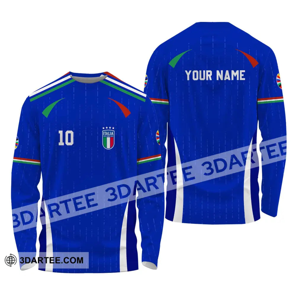 Unisex Shirt - Custom Name And Number Euro 2024 Team Italy Long Sleeve / S T-Shirt