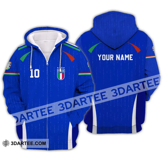 Unisex Shirt - Custom Name And Number Euro 2024 Team Italy Zipper Hoodie / S T-Shirt