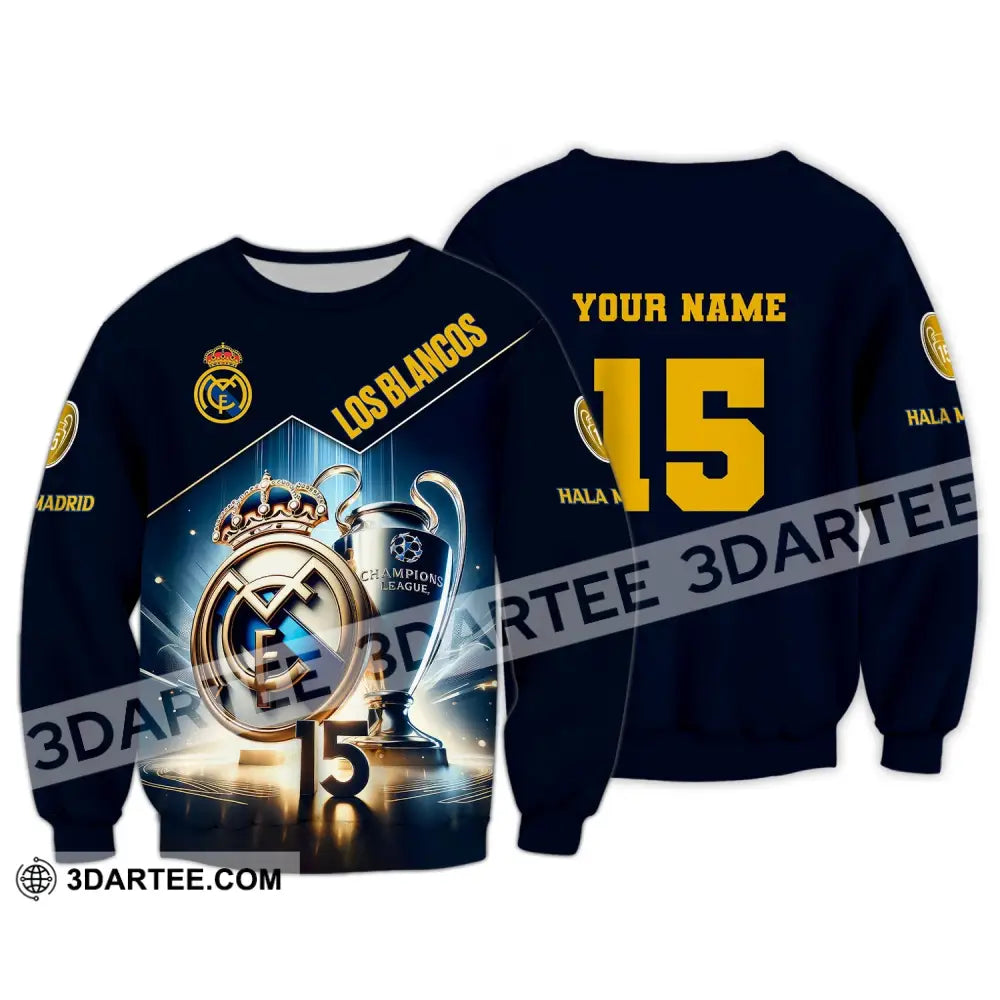 Unisex Shirt Custom Name And Number Football Euro 2024 Los Blancos Hala Madrid Long Sleeve / S