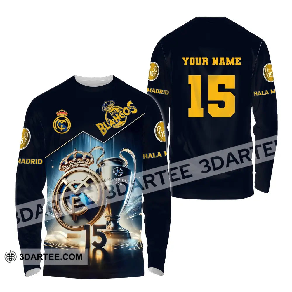 Unisex Shirt Custom Name And Number Football Euro 2024 Los Blancos Hala Madrid Long Sleeve / S