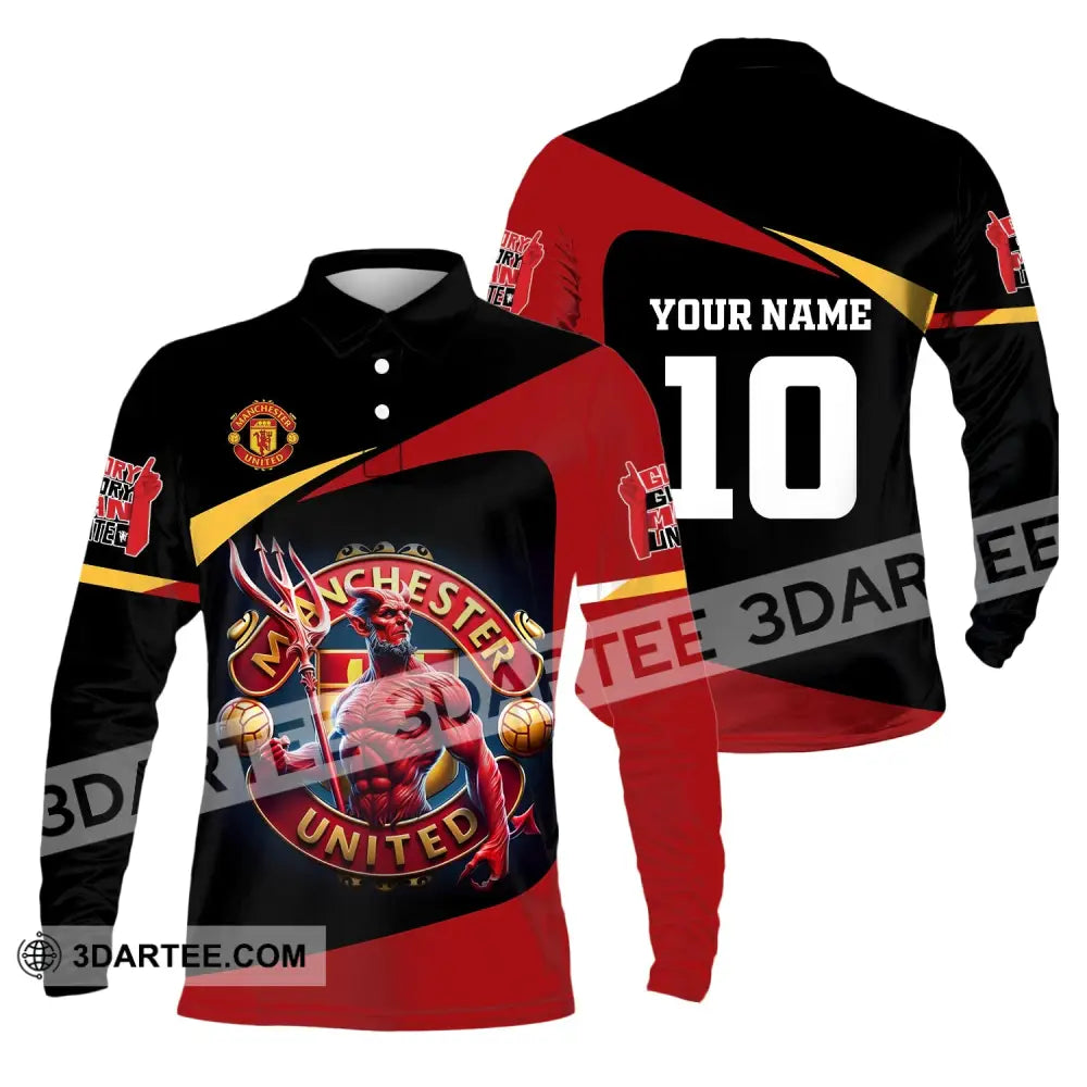 Unisex Shirt Custom Name And Number Football Euro 2024 Manchester United Polo Long Sleeve / S