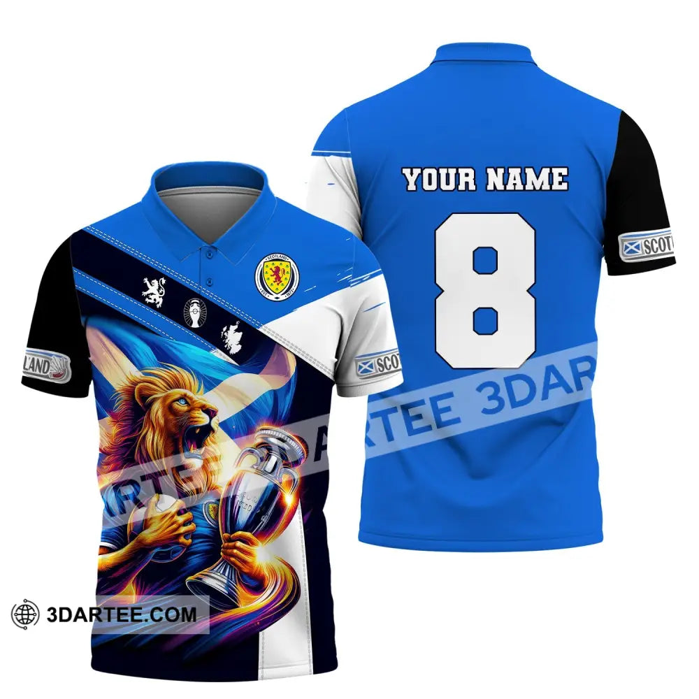 Unisex Shirt Custom Name And Number Football Scotland Polo Long Sleeve Euro 2024 / S T-Shirt