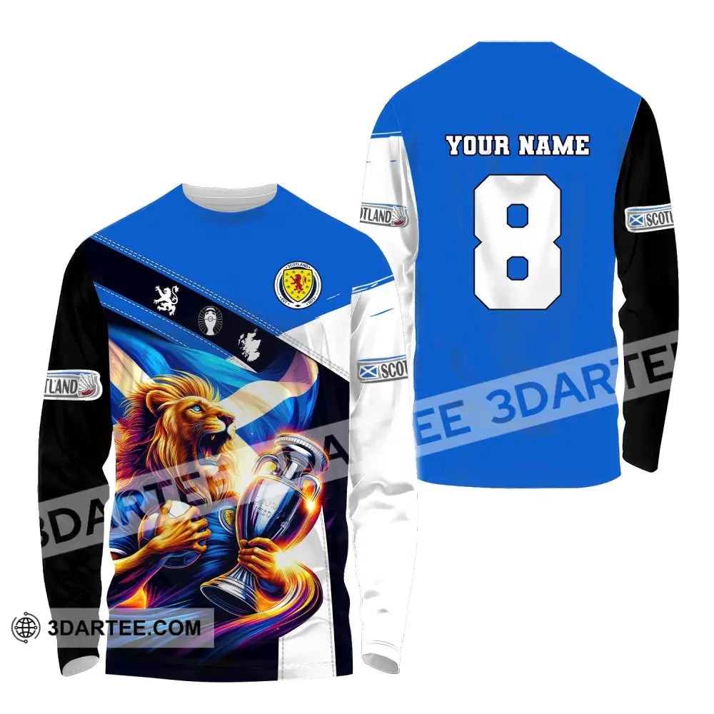 Unisex Shirt Custom Name And Number Football Scotland Polo Long Sleeve Euro 2024 / S T-Shirt