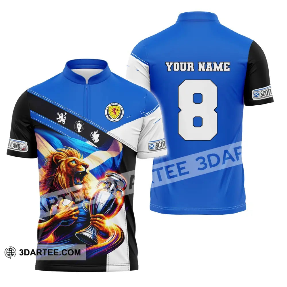 Unisex Shirt Custom Name And Number Football Scotland Polo Long Sleeve Euro 2024 Zipper / S T-Shirt