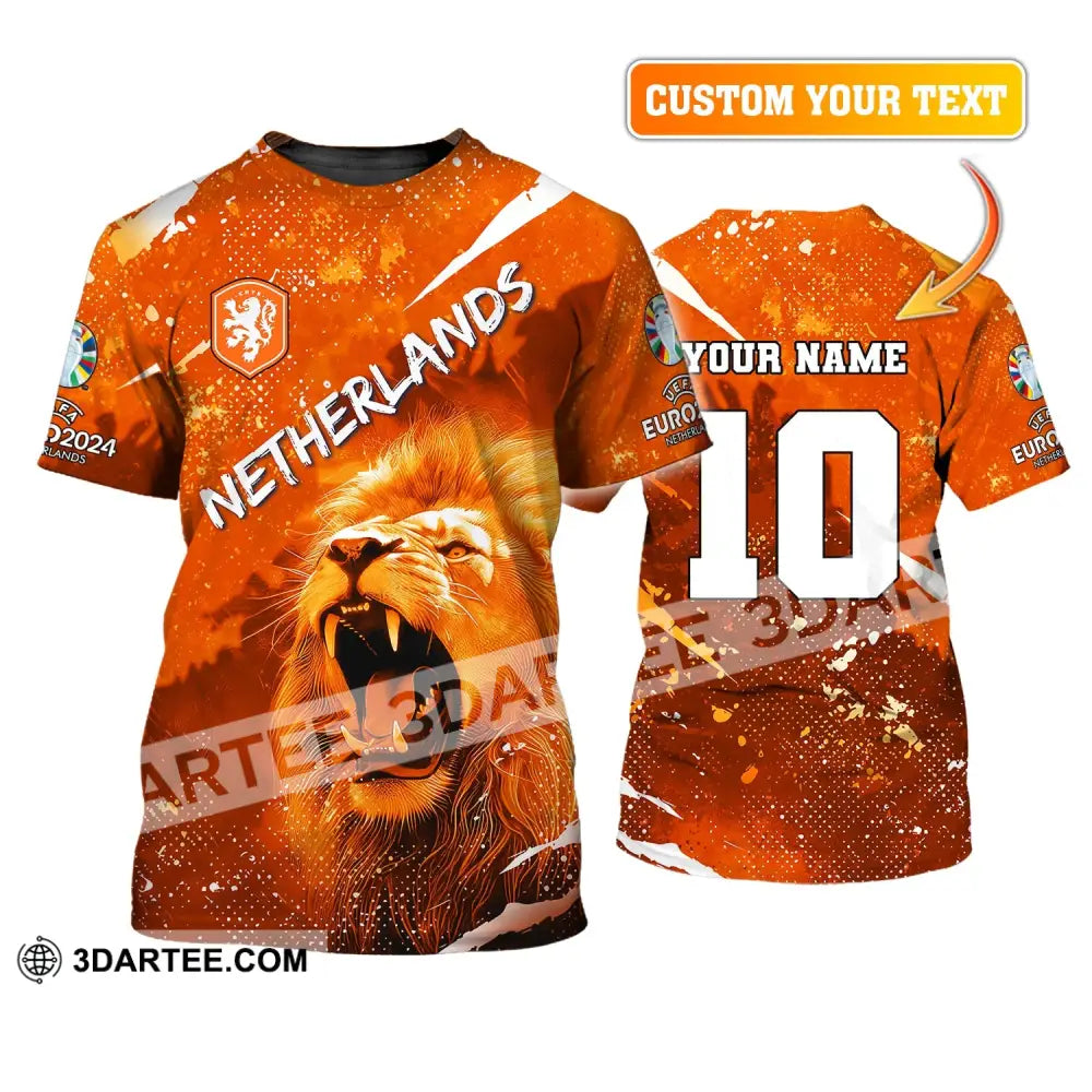 Unisex Shirt Custom Name And Number Football T-Shirt Euro 2024 Netherlands Polo Long Sleeve