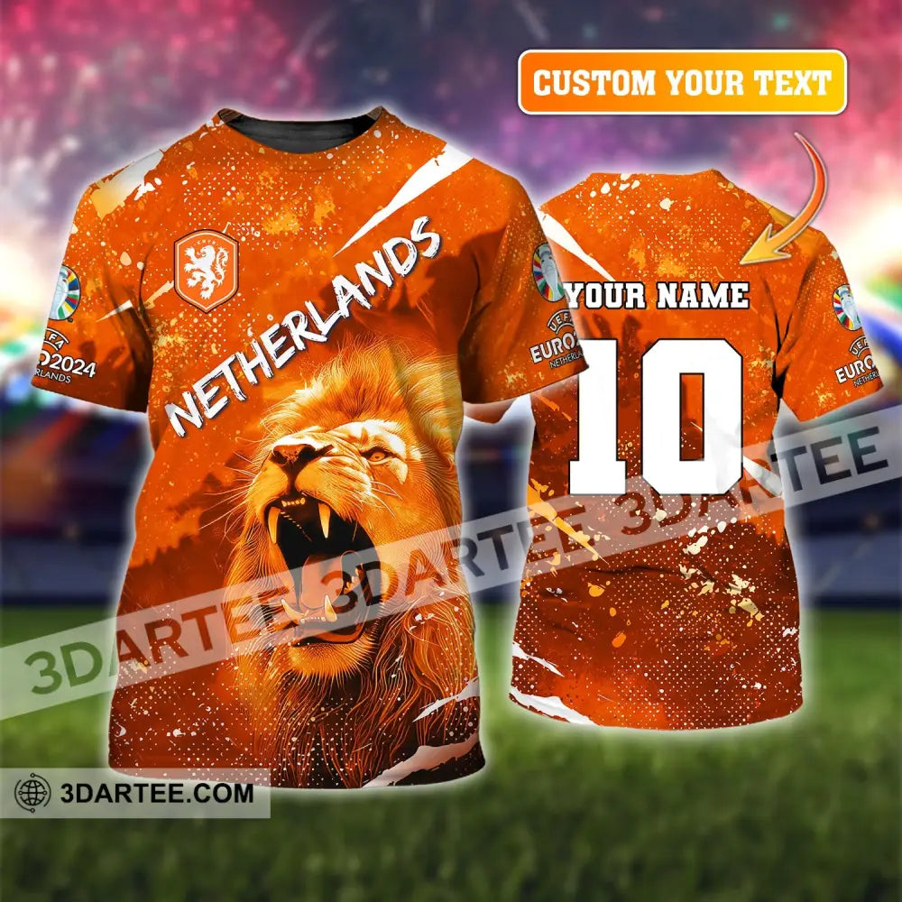 Unisex Shirt Custom Name And Number Football T-Shirt Euro 2024 Netherlands Polo Long Sleeve