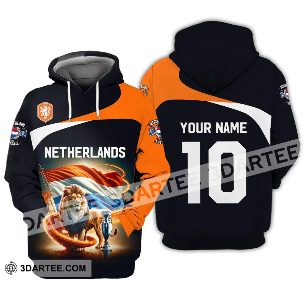 Unisex Shirt Custom Name And Number Football T-Shirt Euro 2024 Netherlands Polo Long Sleeve Hoodie