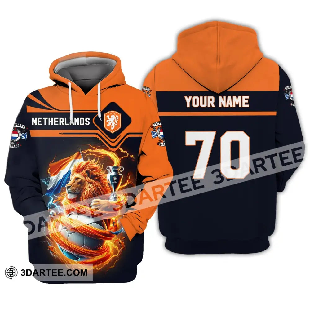 Unisex Shirt Custom Name And Number Football T-Shirt Euro 2024 Netherlands Polo Long Sleeve Hoodie