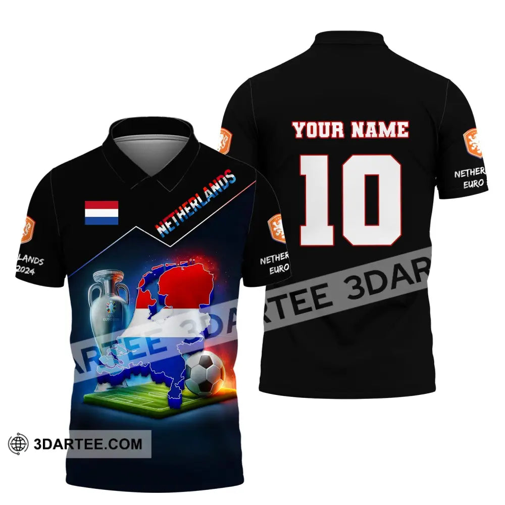 Unisex Shirt Custom Name And Number Football T-Shirt Euro 2024 Netherlands Polo Long Sleeve / S