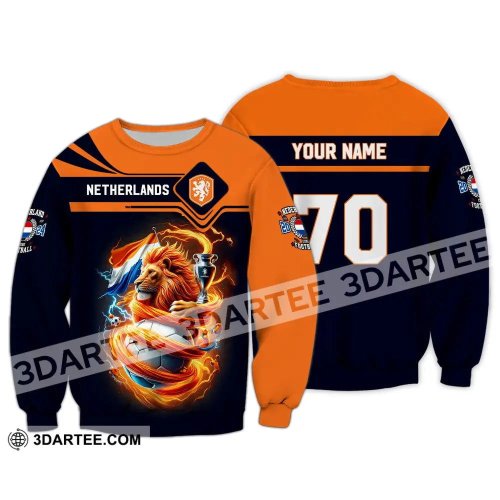 Unisex Shirt Custom Name And Number Football T-Shirt Euro 2024 Netherlands Polo Long Sleeve / S