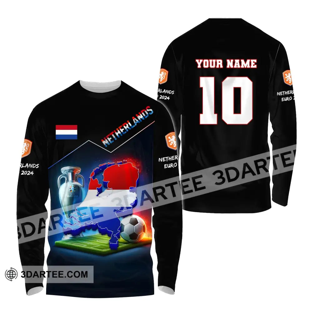 Unisex Shirt Custom Name And Number Football T-Shirt Euro 2024 Netherlands Polo Long Sleeve / S