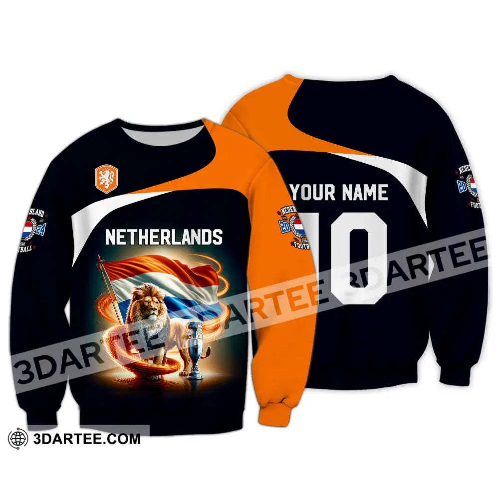 Unisex Shirt Custom Name And Number Football T-Shirt Euro 2024 Netherlands Polo Long Sleeve / S