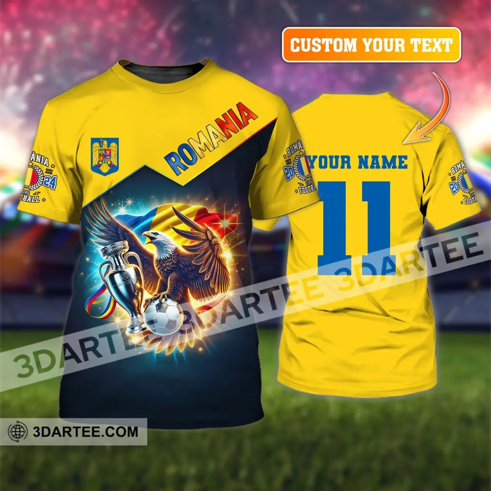 Unisex Shirt Custom Name And Number Football T-Shirt Euro 2024 Romania Polo Long Sleeve