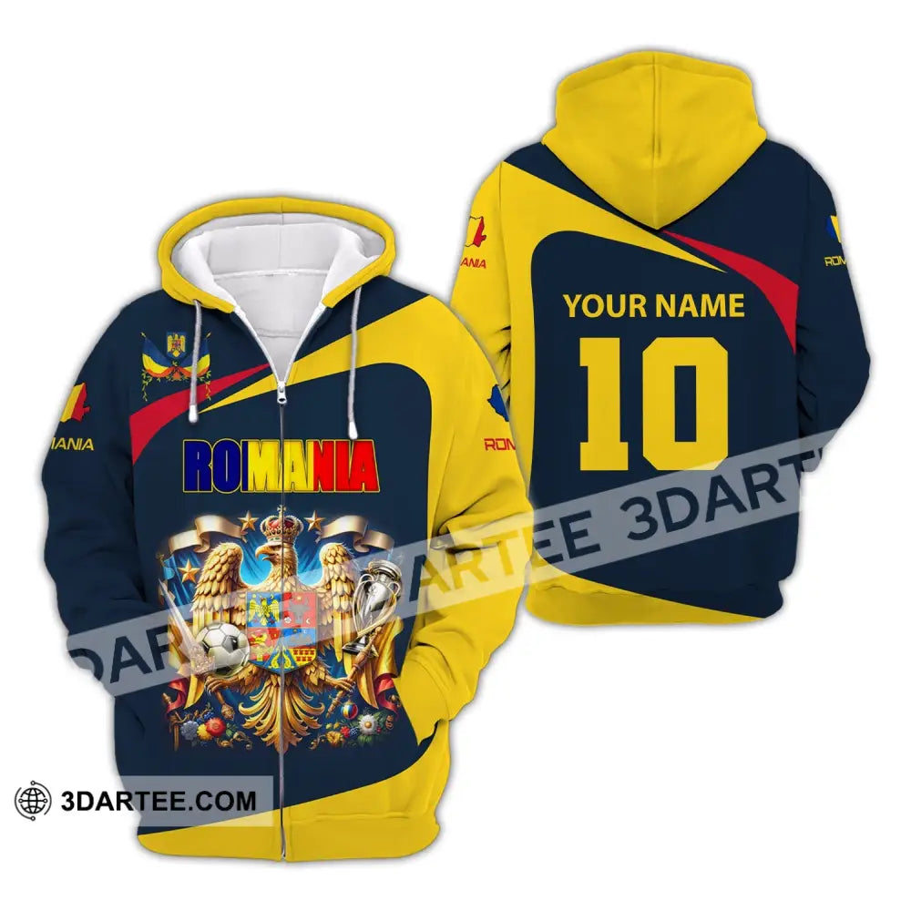 Unisex Shirt Custom Name And Number Football T-Shirt Euro 2024 Romania Polo Long Sleeve