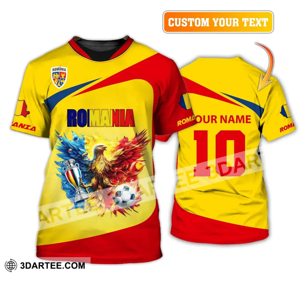 Unisex Shirt Custom Name And Number Football T-Shirt Euro 2024 Romania Polo Long Sleeve