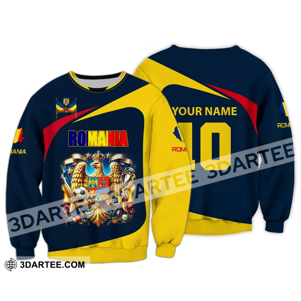 Unisex Shirt Custom Name And Number Football T-Shirt Euro 2024 Romania Polo Long Sleeve