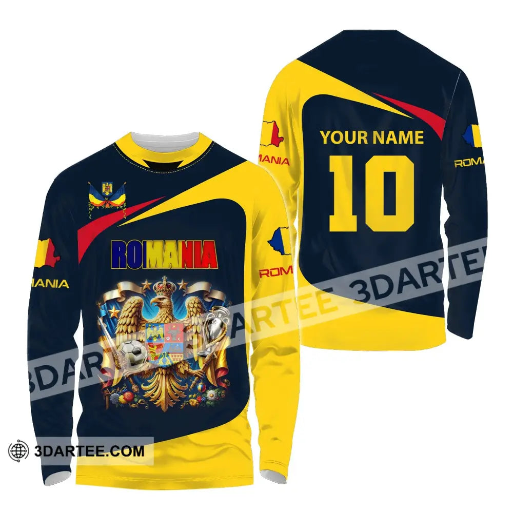 Unisex Shirt Custom Name And Number Football T-Shirt Euro 2024 Romania Polo Long Sleeve