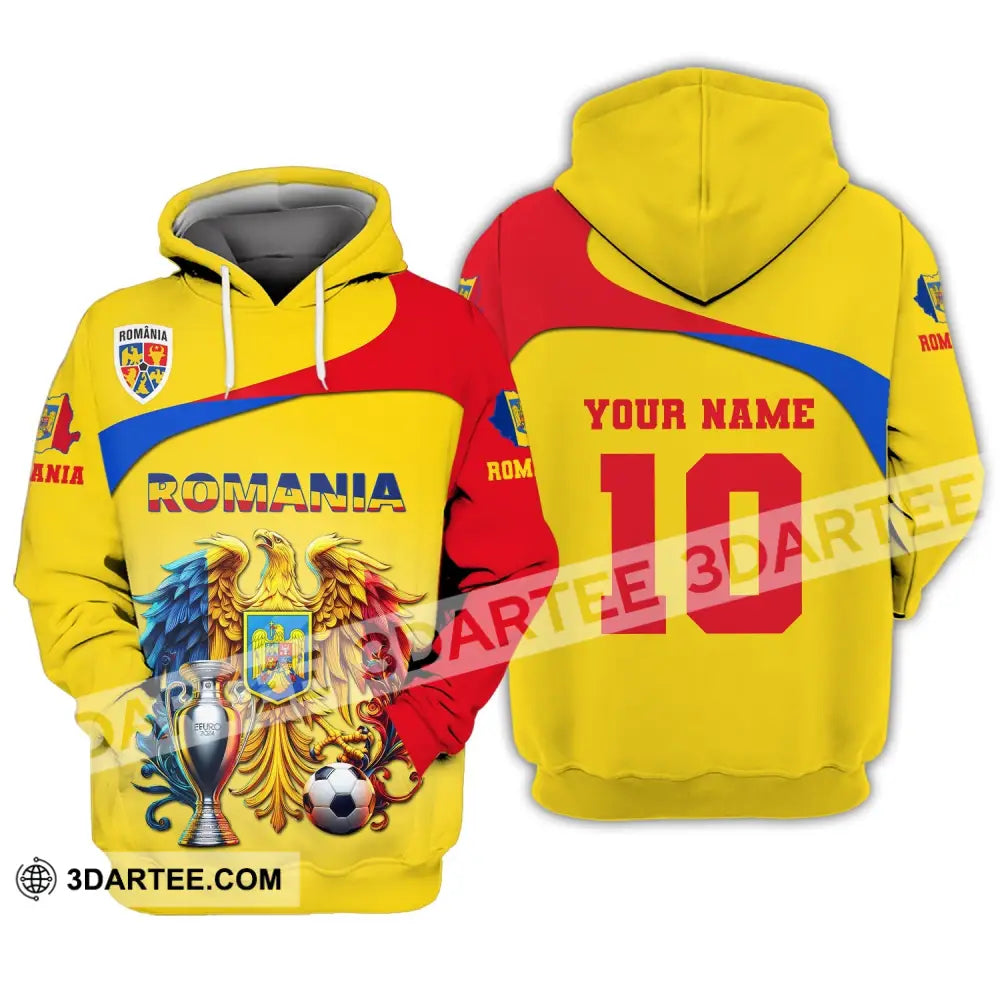 Unisex Shirt Custom Name And Number Football T-Shirt Euro 2024 Romania Polo Long Sleeve Hoodie / S