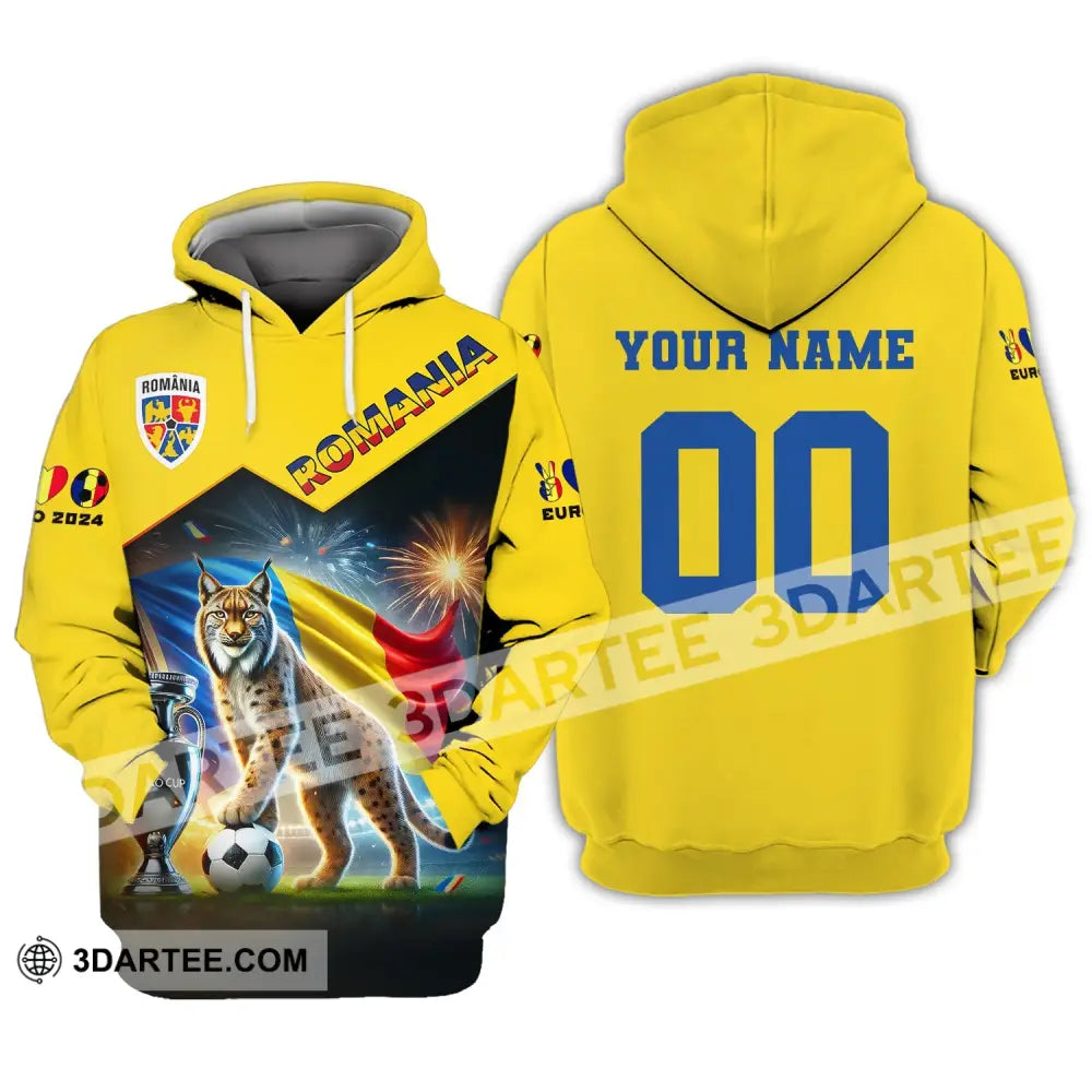 Unisex Shirt Custom Name And Number Football T-Shirt Euro 2024 Romania Polo Long Sleeve Hoodie / S